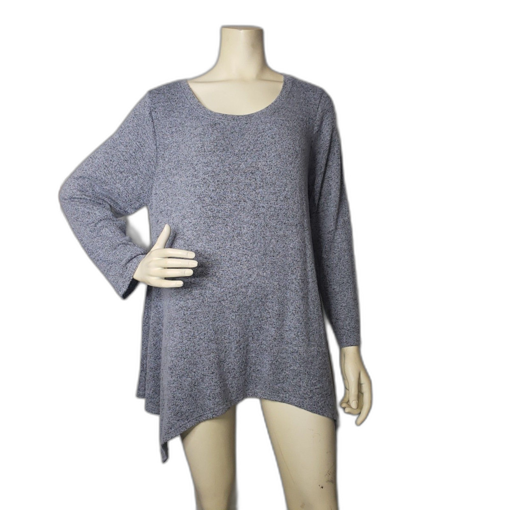 Green Envelope Blue Gray Asymmetrical Hem Tunic Sweater Womens Plus Size 1X